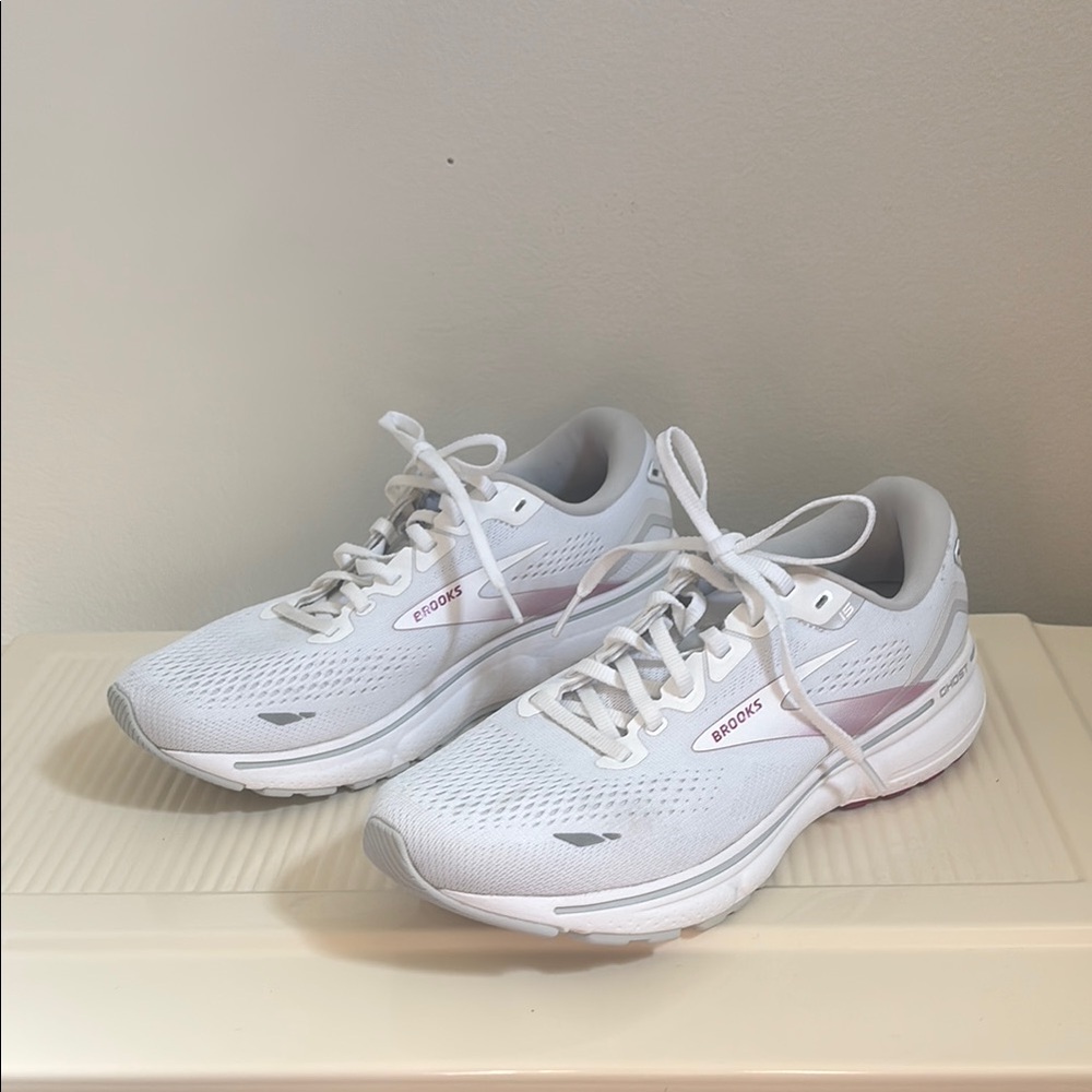 Brooks Women's White and Pink Running Shoes